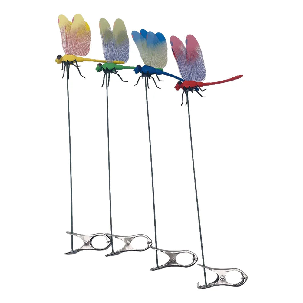 4/8/32Pcs Simulation 3D Dragonfly Clip Lifelike Outdoor Decor Realistic Bug Deterrents Fake Dragonfly Garden Decorative Clip