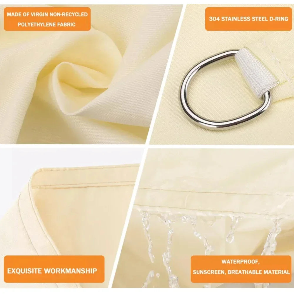 Waterproof Sun Shade Sail Rectangle Square Triangle Garden Sun Shelter UV Block Pool Shade Cloth Canopy Camping Hiking Tents