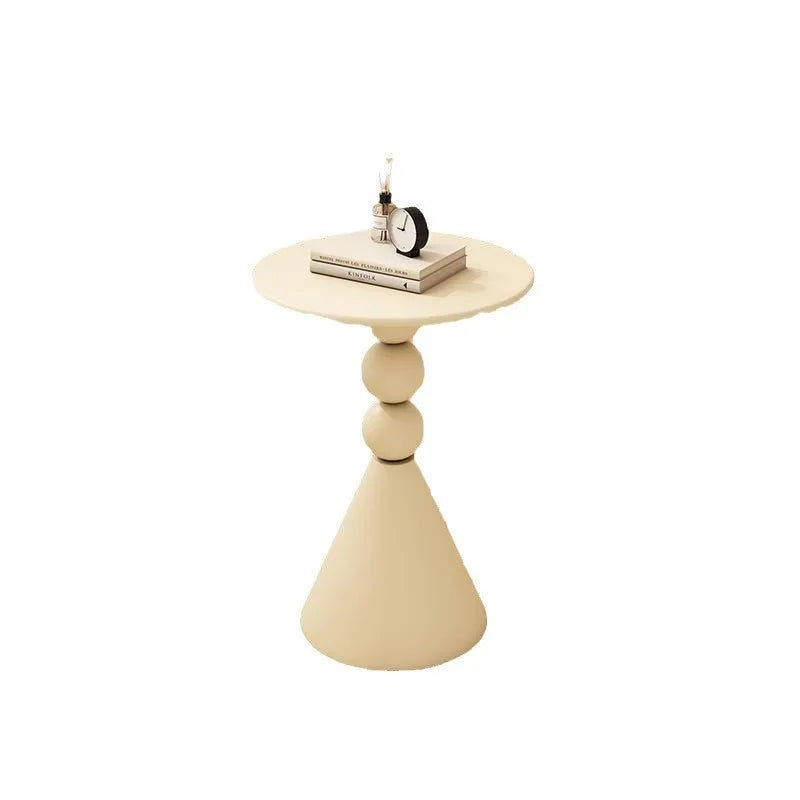 Realife Nordic Wrought Iron Edge Table Cream Style Living Room Circular Coffee Table Sofa White Edge Table Simple And Modern New