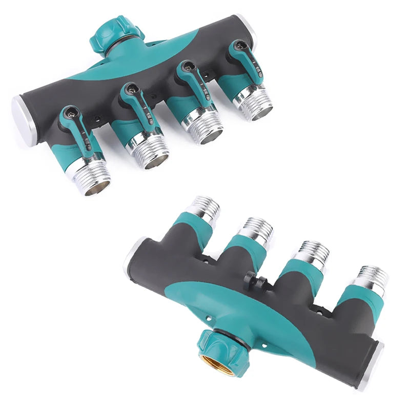 1-2-4 Way Heavy Duty Garden Hose Splitter Faucet Splitter, Outdoor Faucet Splitter Adapter for Water Hose, Water Spigot Splitter