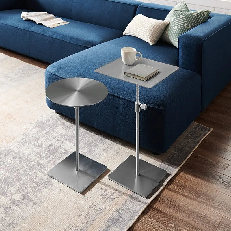 Stainless Steel Lifting Coffee Table Square Or Circular Diameter 30-35 50 Mobile Sofa Side Table Light Luxury Metal Tall Table