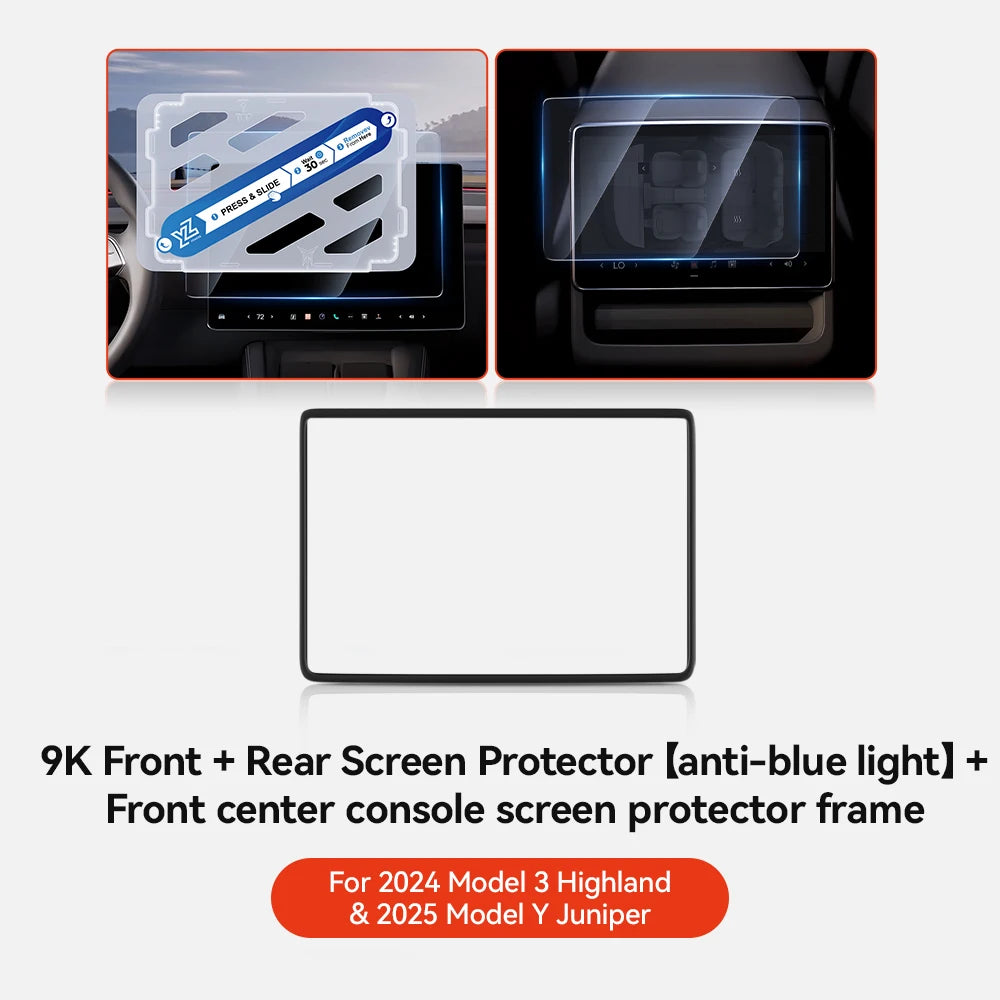 YZ Tempered Glass Film Protector For Tesla Model Y Juniper Model 3 Highland 2024 2025 Rear Row Center Control Screen Protective