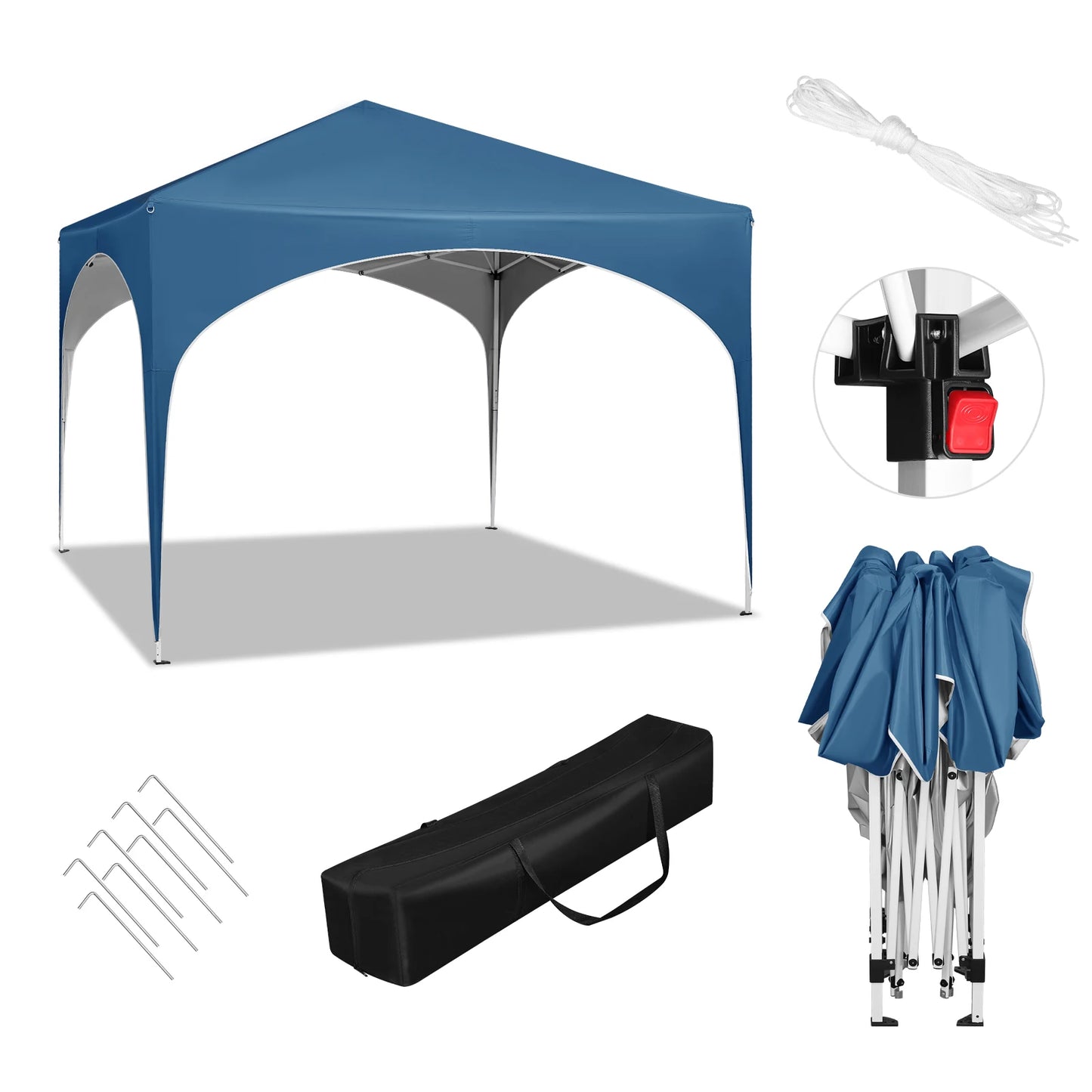 Waterproof Collapsible Canopy 3x3m Garden Gazebo Party Tent Pop-Up Pavilion with Semicircle Roof for Outdoor Market