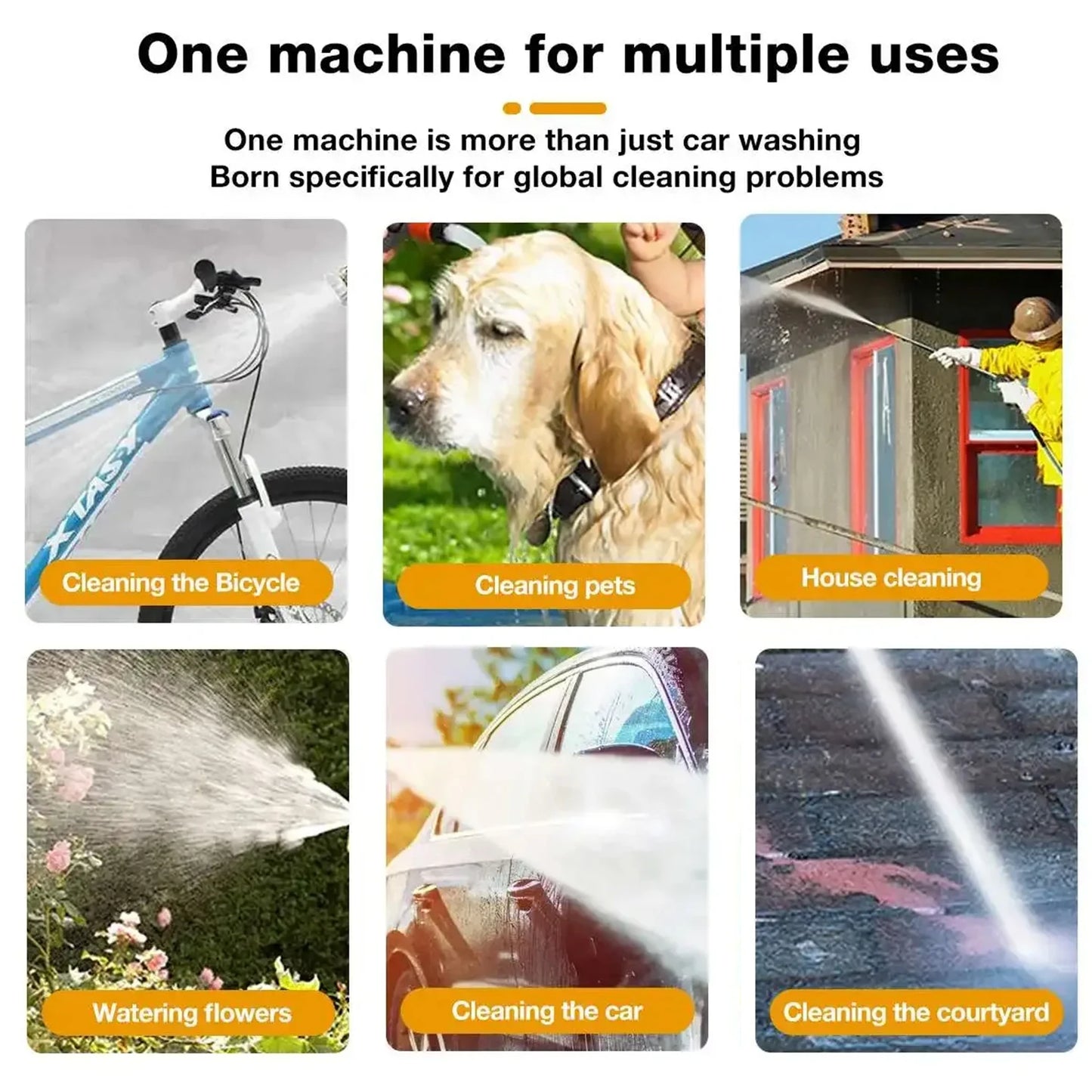 1500W Cordless High-pressure Water Spray Gun for Flower Watering Garden Cleaning Pet Bathing Household Car Cleaning Machine