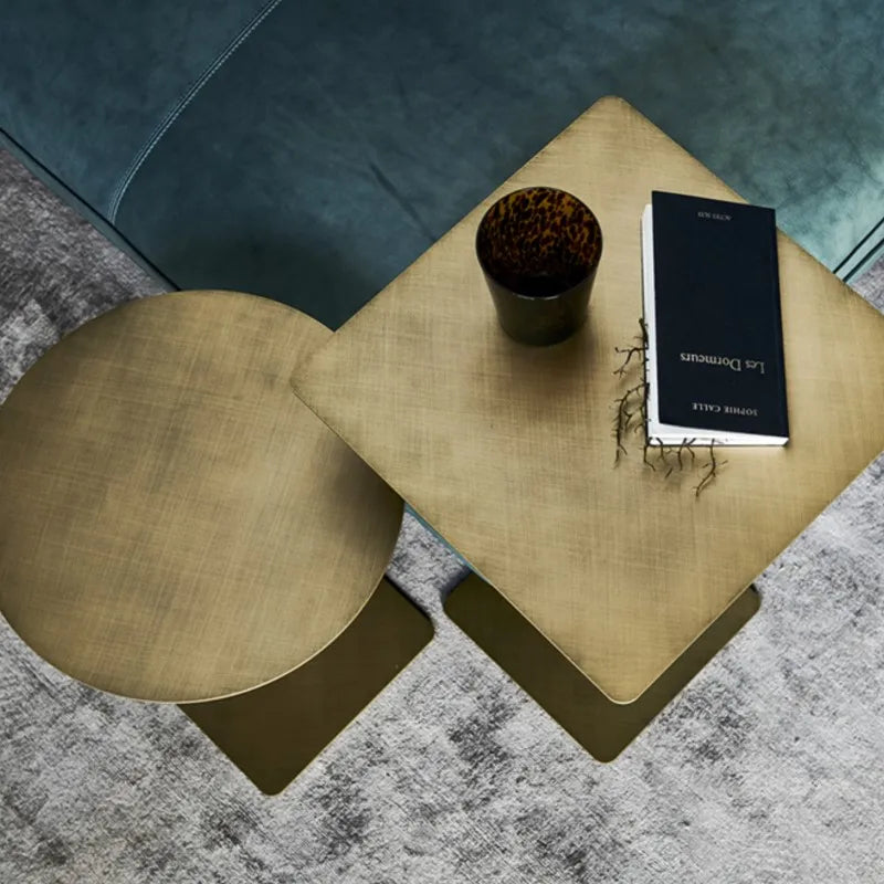 Stainless Steel Lifting Coffee Table Square Or Circular Diameter 30-35 50 Mobile Sofa Side Table Light Luxury Metal Tall Table