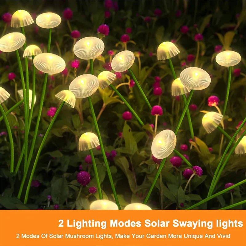 Solar Garden Light, Mushroom Lights Outdoor, IP65 Waterproof Firefly Swaying Lamp, Jellyfish Outdoor Decor for Garden