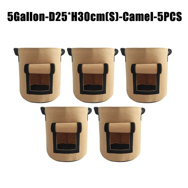 5/10Gallon Felt Plant Grow Bags Nonwoven Fabric Garden Potato Pot Greenhouse Vegetable Growing Bags Moisturizing Vertical Tools