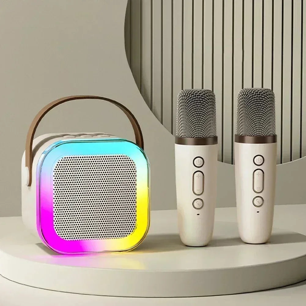 Portable Bluetooth Karaoke Machine - Wireless Speaker w/ 2 Microphones, RGB, for Kids Home Gift | AlluCanFind