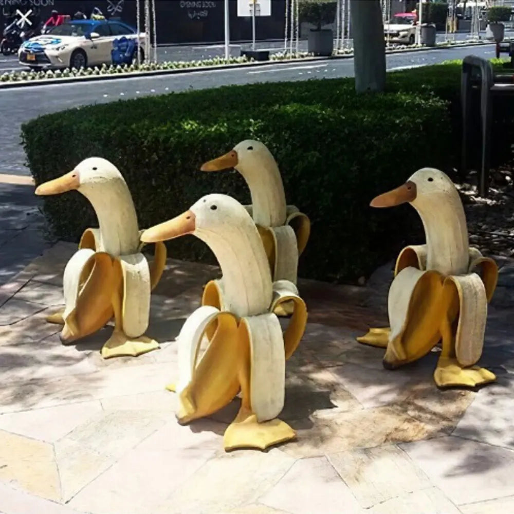 1/2/3Pcs Banana Duck Garden Statue Resin Creative Art Statue Decoration Cute Fruit Animal Figurine for Indoor Outdoor Yard Decor