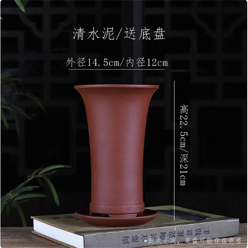 Nature Purple Sand Bonsai Pot, Small Vase,Cymbidium Orchid Plant Pot,Garden,Home Decoration