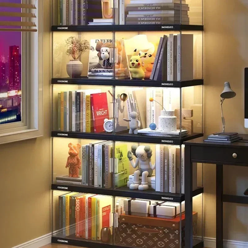 Nordic Living Room Display Cabinet Bookshelf Storage Organizer Modern Design Cabinet With With Lights Home Decor Furniture
