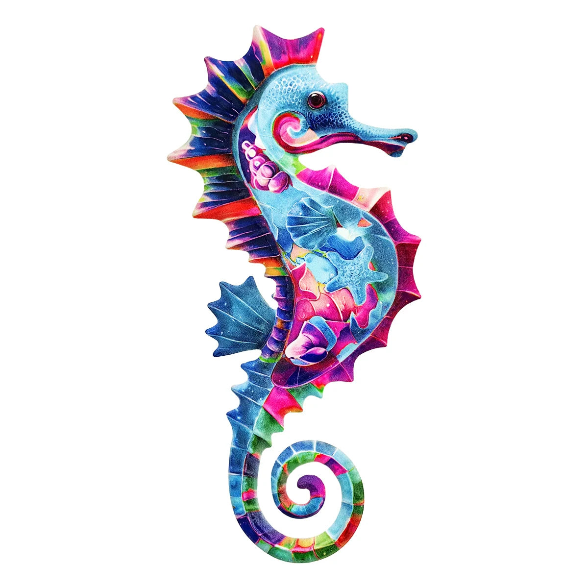 Eye-catching Metal Ocean Seahorse Wall Decor Hanging Wall Outdoor Garden Sculpture Statue Home Yard Pool Bathroom Living Room