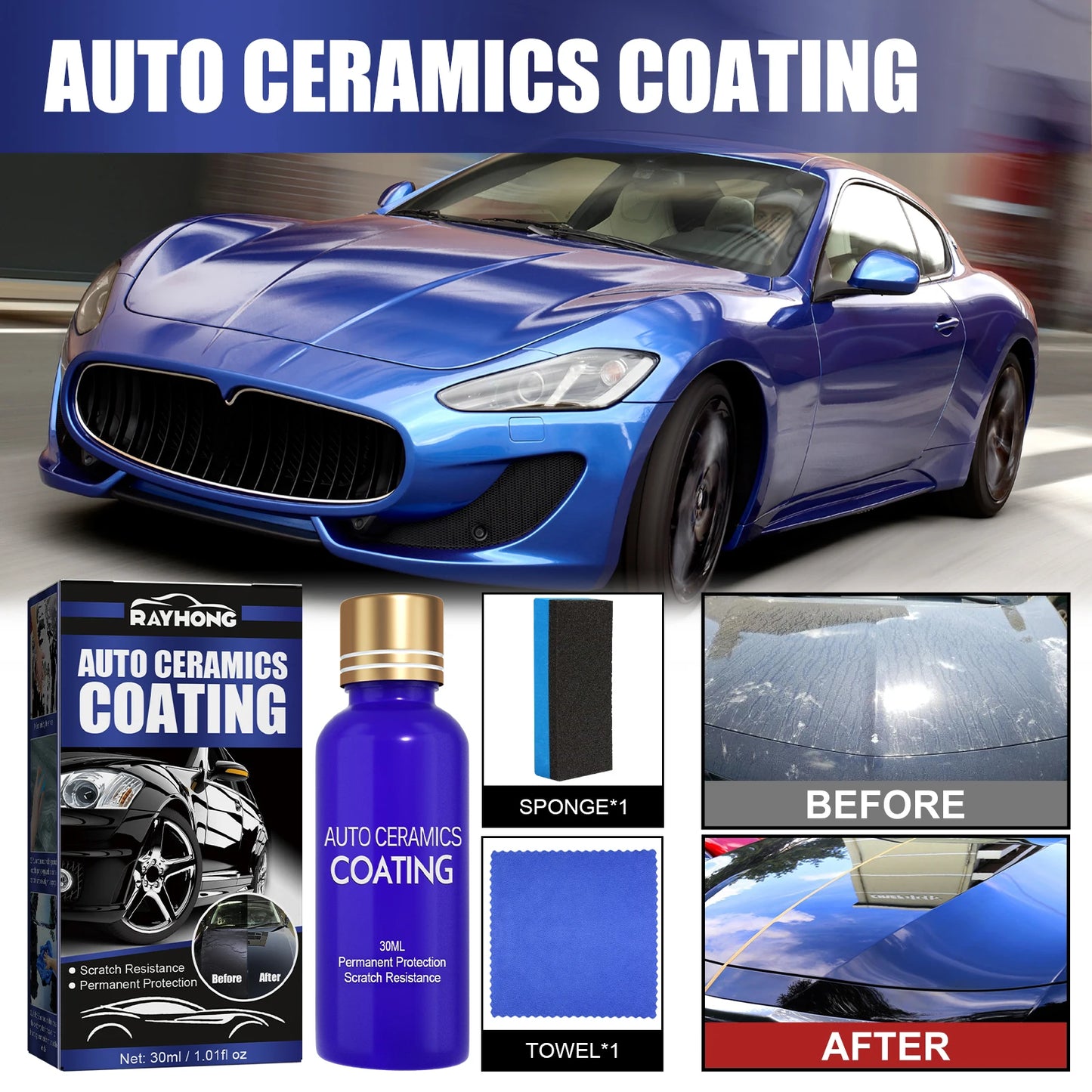Hydrophobic Polish Coating Agent with Sponge Car Repairing Spray Dustp