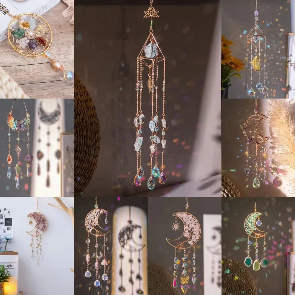 DIY Sun Pendant Amethyst Sun Catcher Crystal Sun Light Catcher Pendant Amethyst Ornaments Hanging Drop Outdoor Garden Home Decor