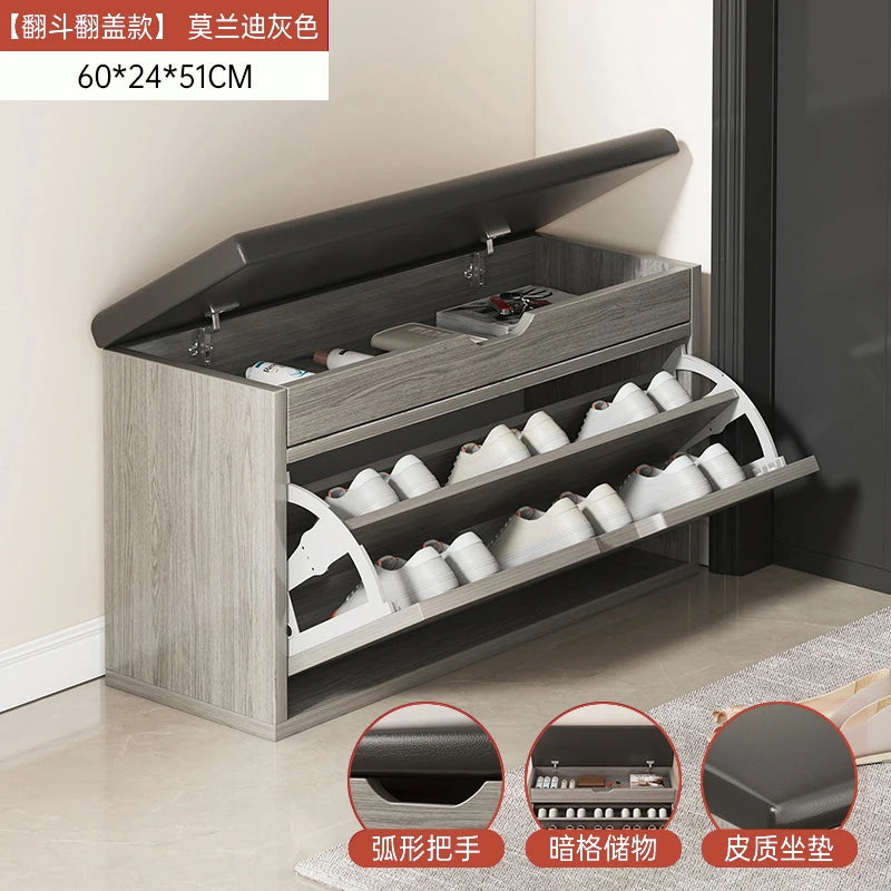Shoe Change Stool at the Entrance to the Door, Household Seated Shoe Cabinet Seat, Integrated Shoe Rack, Soft