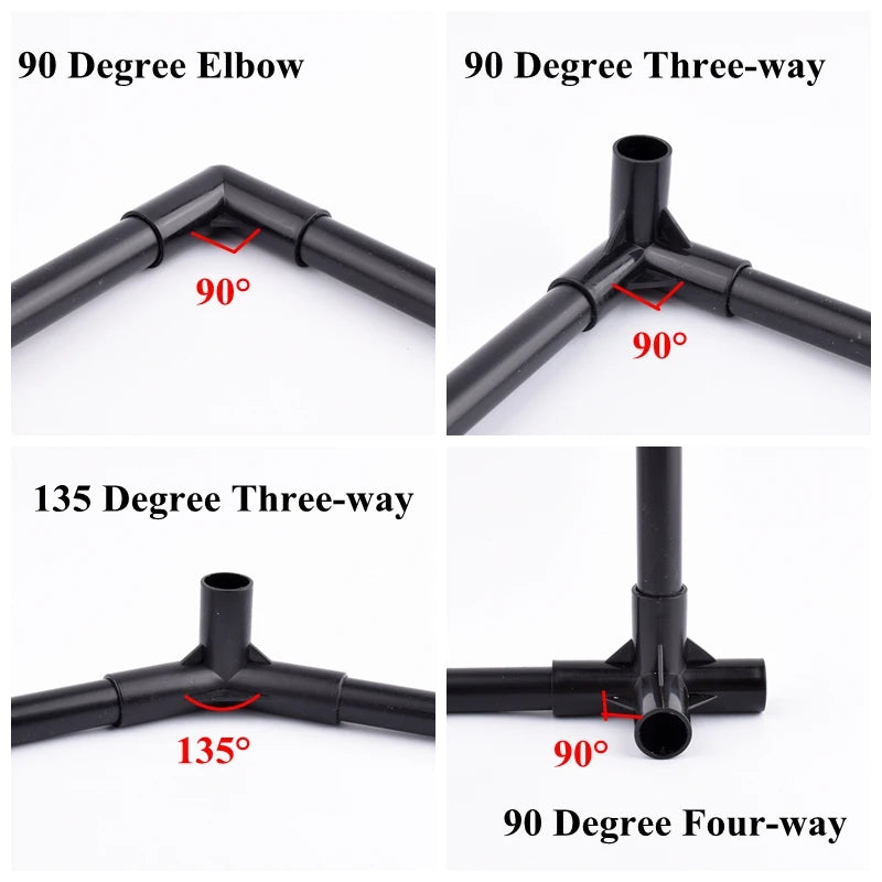 2-30Pcs ID 16mm PVC Pipe Fittings Straight Elbow Tee Garden Water Connector Tent Wardrobe Fixed Fittings Plants Support Joint