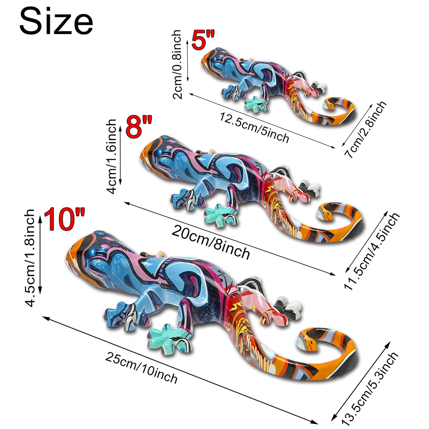 Garden Decor Statue Resin Gecko Wall Art Decor, Water Transfer Figurines Lizard Outdoor Hanging Decorations For Home Decor