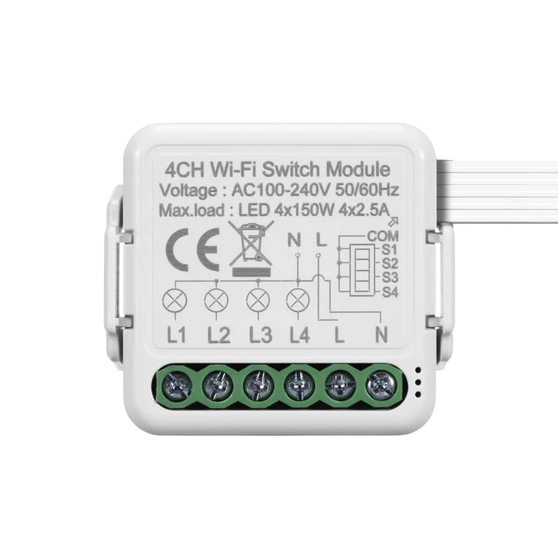Tuya DIY Breaker Wifi Smart Light Switch Module 10A 100-240V Two Way App Remote Control Work with Alexa Google Home 1/2/3/4Gang