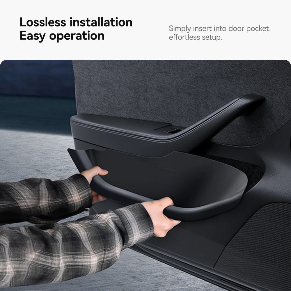 YZ For Tesla Model 3 Y Highland Juniper Car Door Side Storage Box Front Rear Side TPE Door Storage Organizer Tray Accessories