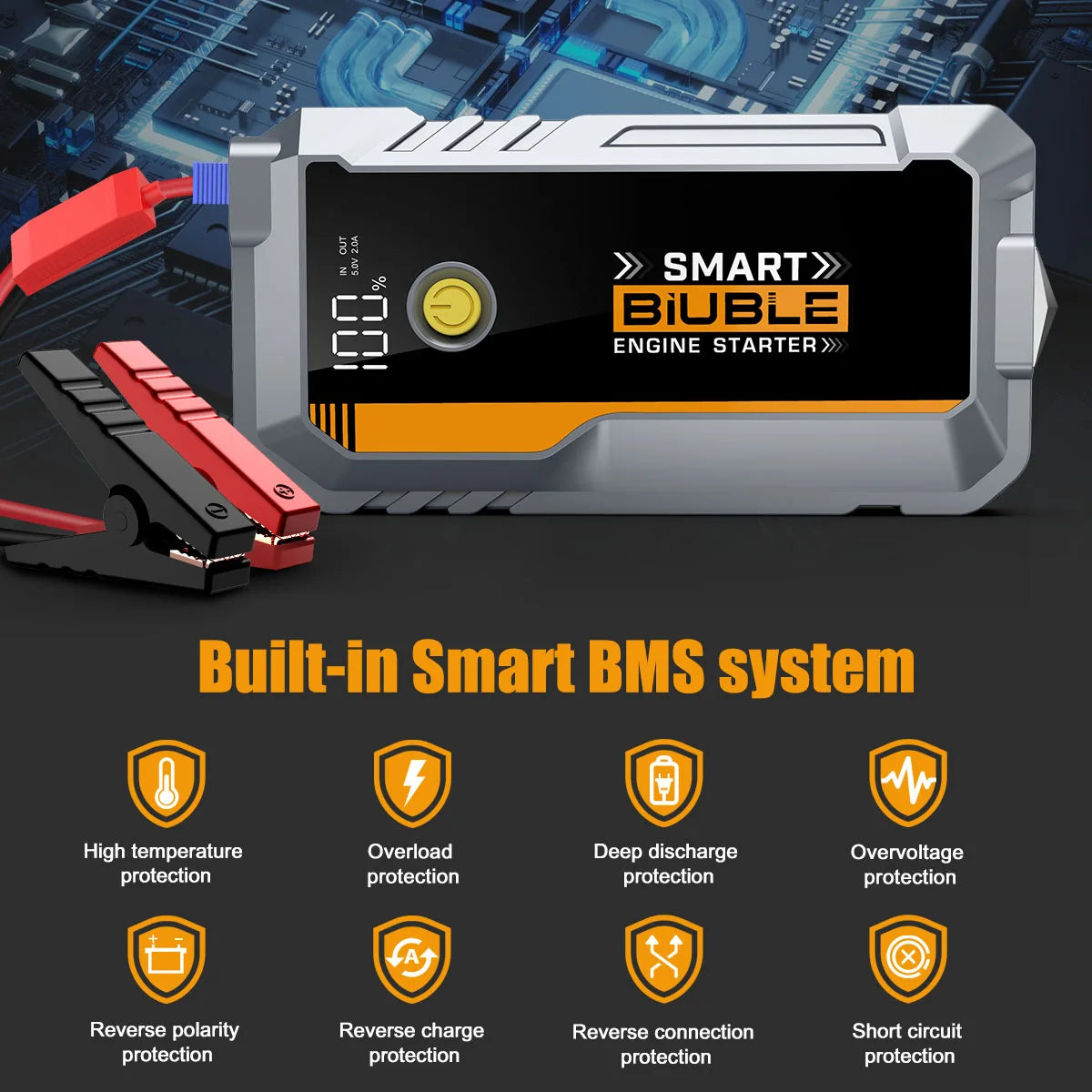 BIUBLE Jump Starter, 6000A Peak Portable 12V Car Battery Charger Jump