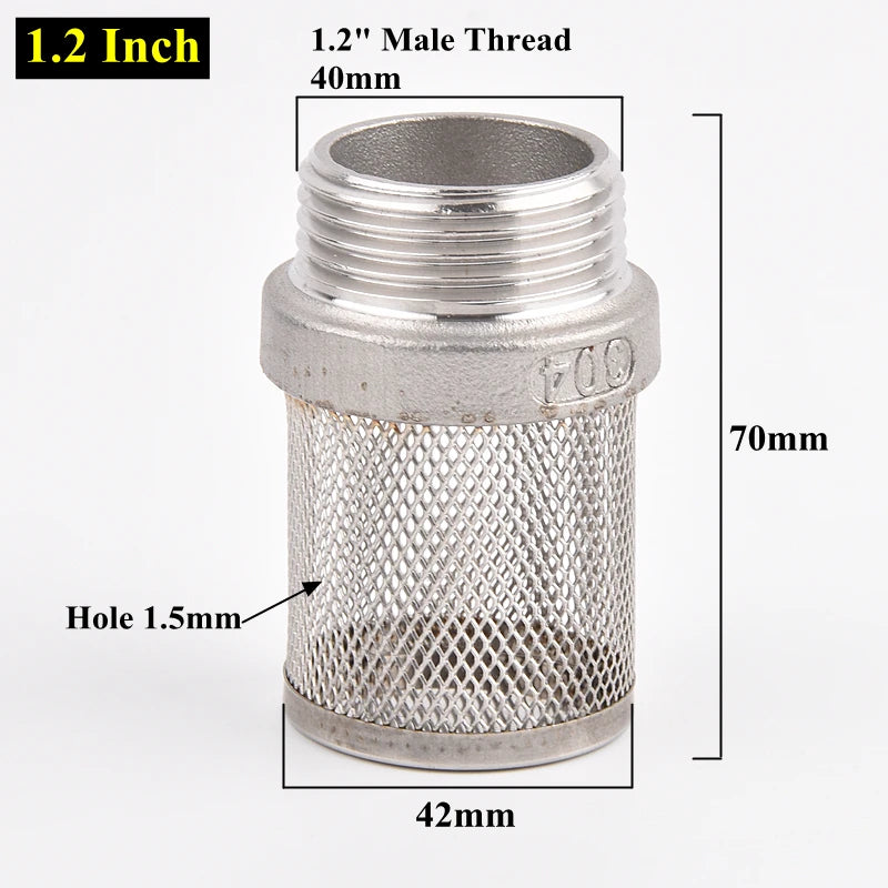 304 Stainless Steel Male Thread Mesh Cover Aquarium Fish Tank Water Pump Inlet Filter Screen Garden Irrigation Pump Hose Filters