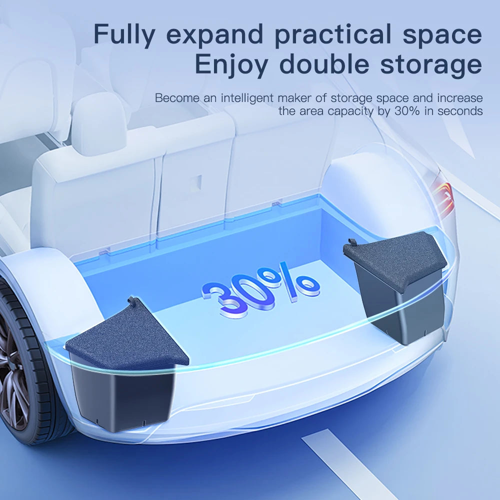 YZ Car Trunk Side Left Right Tidying Packet Storage Box For Tesla Model Y Juniper 2021-2025 Flocking Mat Cover Organizer