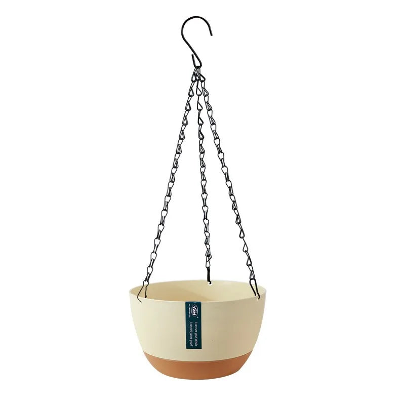 1pcs Nordic Hanging Basket Planter with Chains Thickened Resin Wall-Mounted Flower Pot for Balcony Home Decor