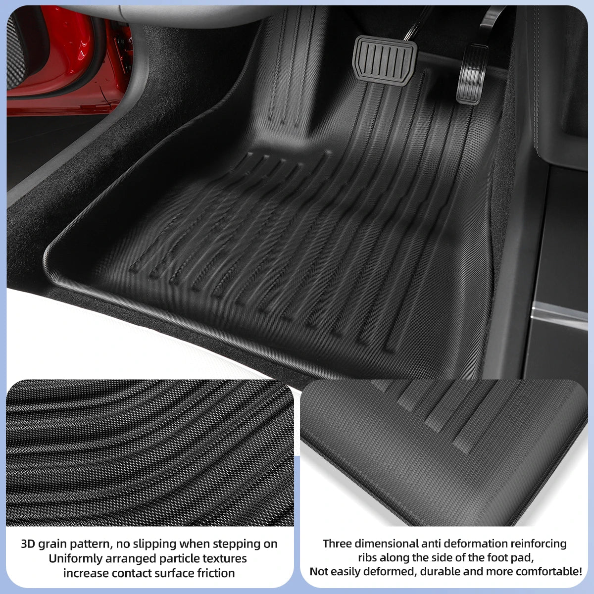 For Tesla Model 3 Highland Floor Mats 2024 Car Accessories TPE Waterproof Foot Pad Front Rear Trunk Mat Rear Seat Backrest Pad