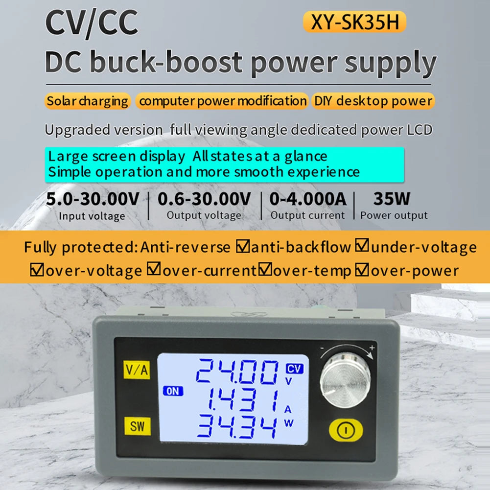 XY-SK35H CNC DC Voltage Constant Current Converter 5-30V To 6-36V 35W/80W 0-5.0A Buck Boost Regulated Power Supply Module