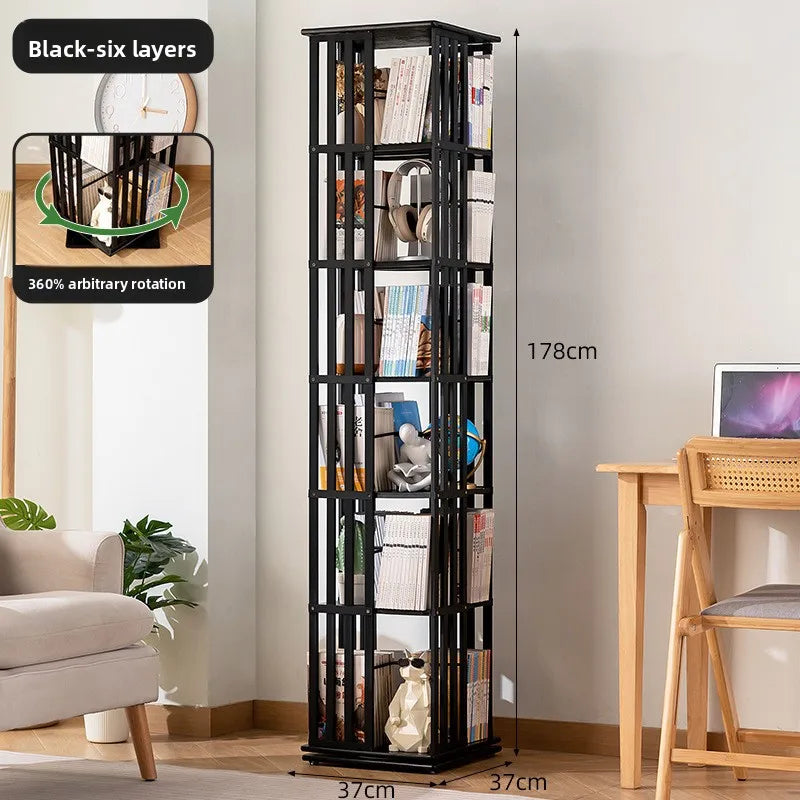 Rotating bookshelf 360 degree floor storage shelf Internet celebrity home simple student bookcase