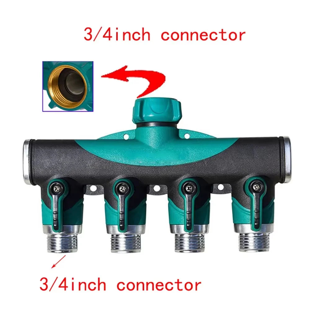 4-Way Tap Connector Garden Hose Pipe Splitter 3/4'' Plastic Drip Irrigation Water Connector Agricultural New