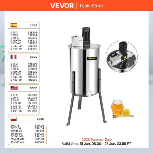 SucceBuy Honey Extractor 2 3 4 Frame Manual Electric Stainless Steel Honeycomb Spinner Crank Centrifuge Beekeeping Equipment