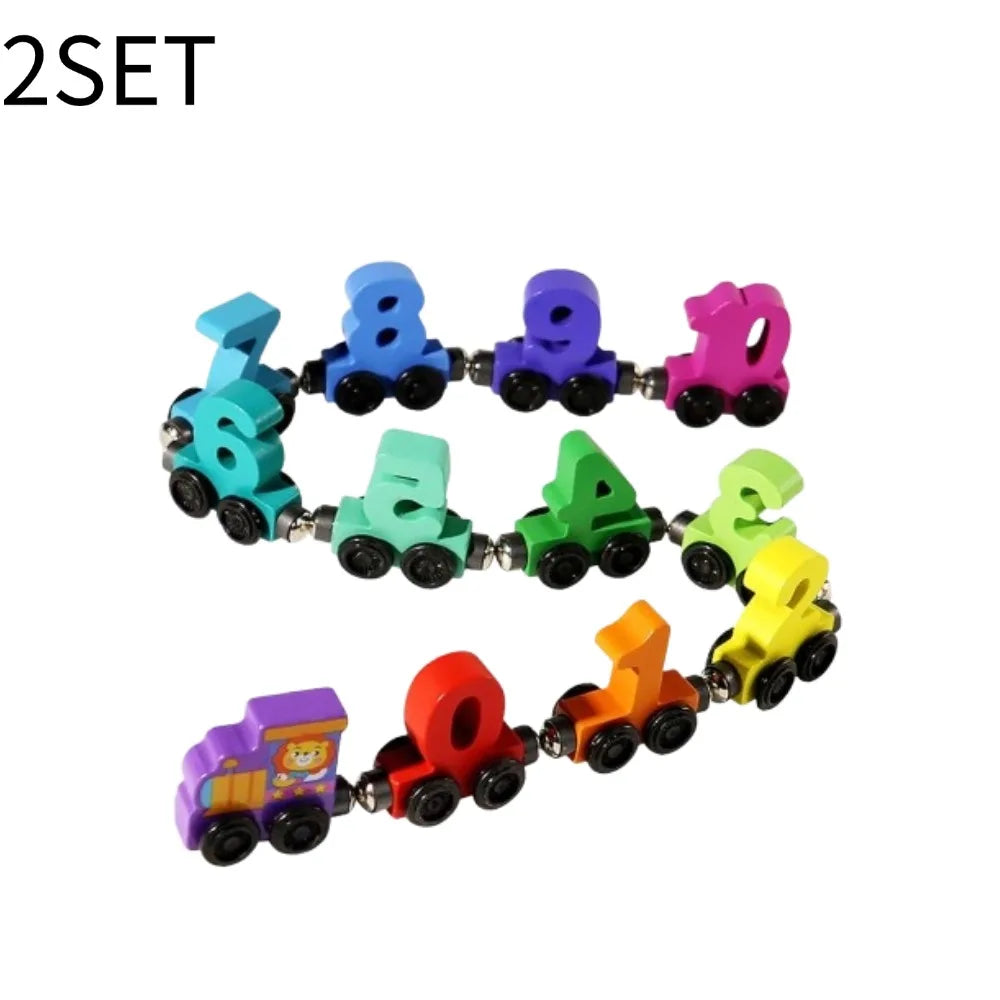 Wooden Magnetic Number Train Toys Montessori Educational Toy Train Kit Early Cognition Learning Teaching Sets For Toddlers