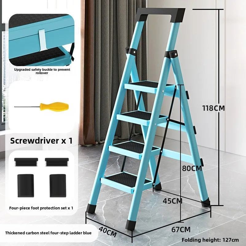 Home ladder stool folding zigzag ladder anti slip pedal ladder indoor