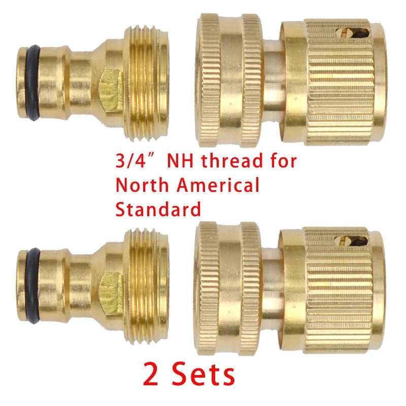Heavy Duty Brass 1-2-4 way Splitter Garden Hose Hexagonal Connector with Comfortable Grip Shut Off Valves Adapter for Water Tap