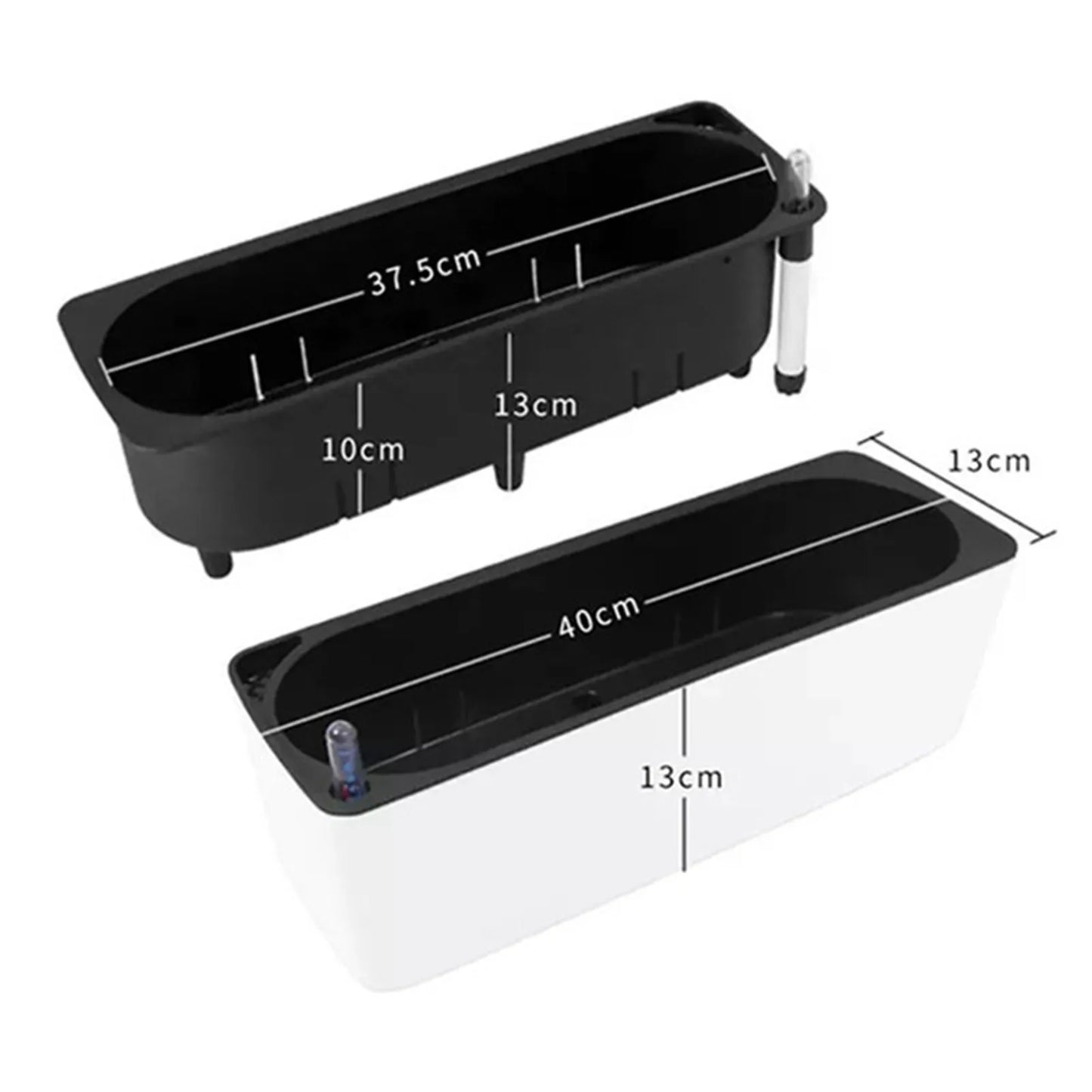 Plastic Self-Watering Flowerpot Lazy Desktop Rectangular Square Plant Flower Pot with Water Level Indicator for Office Garden