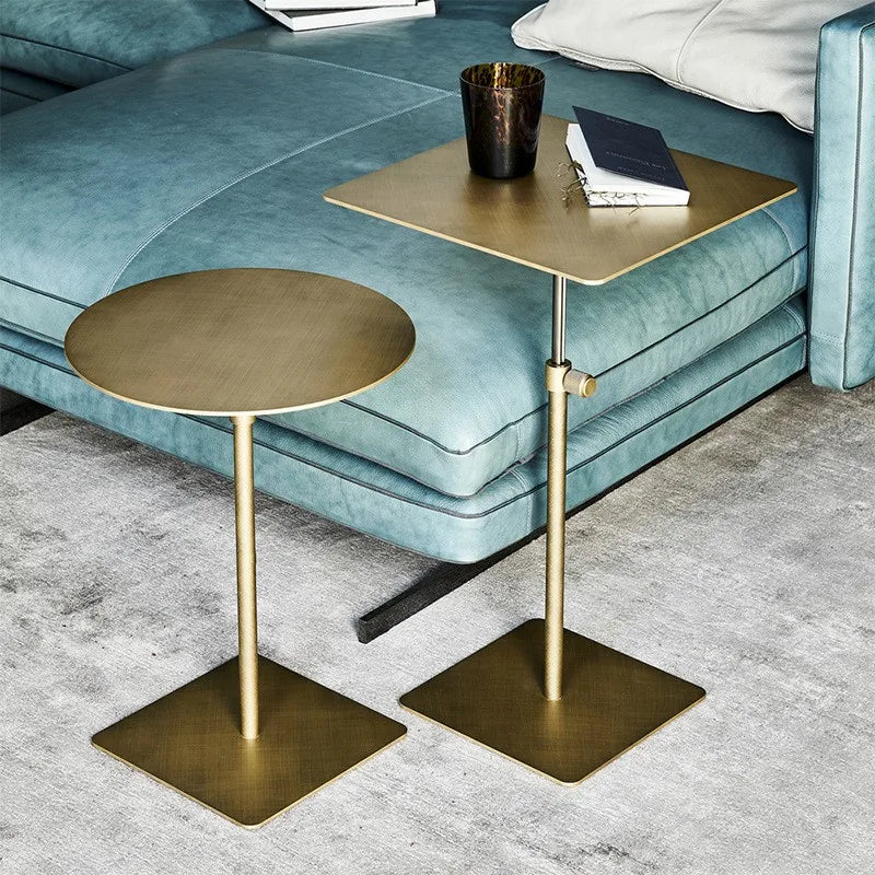 Stainless Steel Lifting Coffee Table Square Or Circular Diameter 30-35 50 Mobile Sofa Side Table Light Luxury Metal Tall Table
