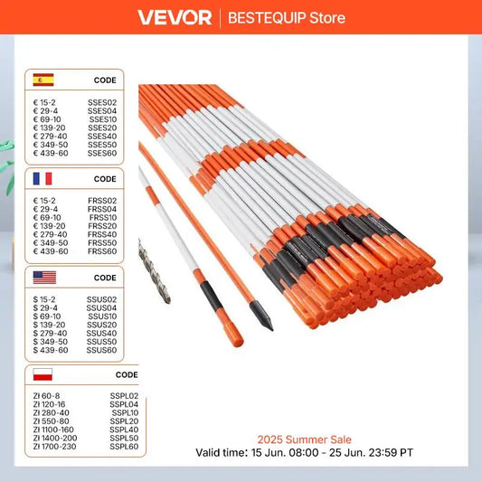 SucceBuy Driveway Markers 48 inch 0.4 inch Diameter Fiberglass Poles Snow Stakes For Parking Lots Walkways Easy Visibility