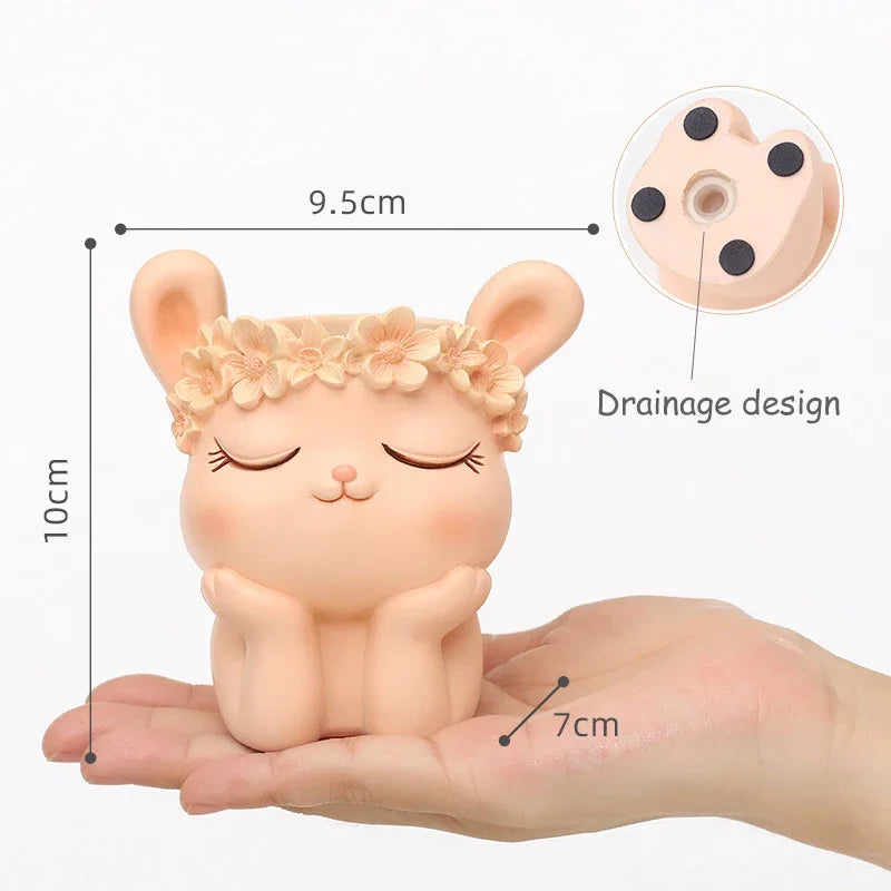 Cute Animal Planter for Succulents Air Plants Funny Flower Pots Fairy Garden Decor Figurines Pencil Holder Home Table Decoration