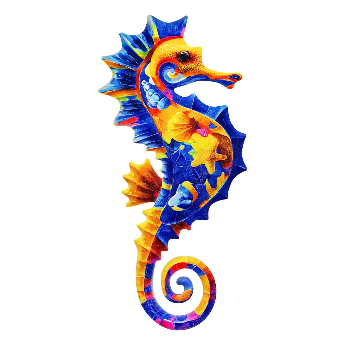 Eye-catching Metal Ocean Seahorse Wall Decor Hanging Wall Outdoor Garden Sculpture Statue Home Yard Pool Bathroom Living Room