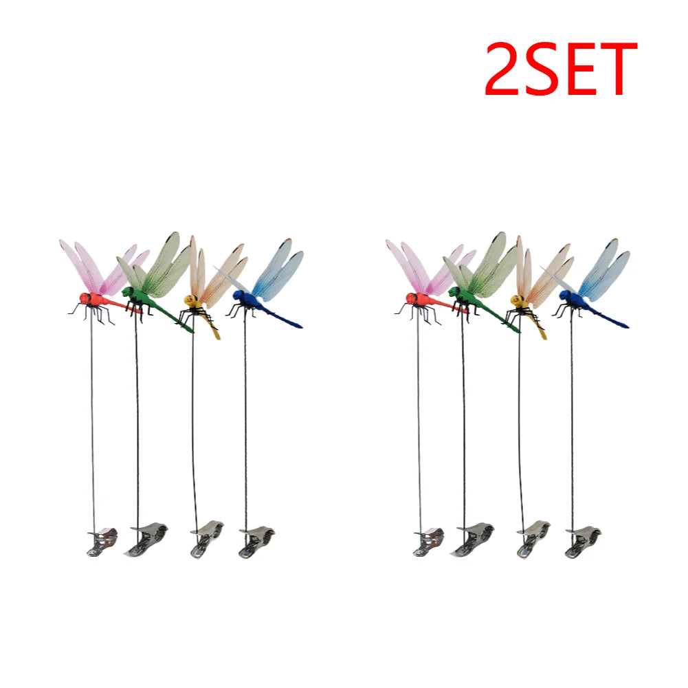 4/8/32Pcs Simulation 3D Dragonfly Clip Lifelike Outdoor Decor Realistic Bug Deterrents Fake Dragonfly Garden Decorative Clip