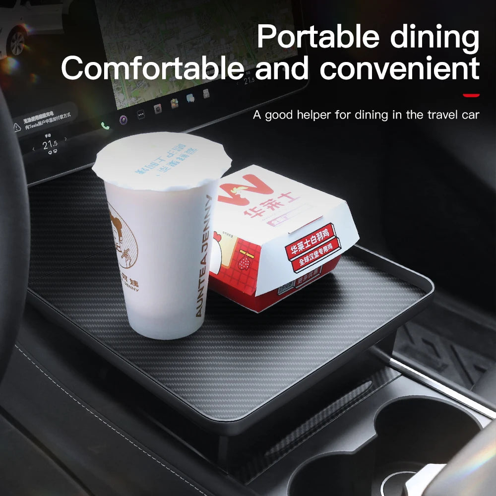 YZ For Tesla Model 3 Y 2021-2025 Dining Tray Central Control Plate Board Center Console Drink Fast Food Table Holder Accessorie