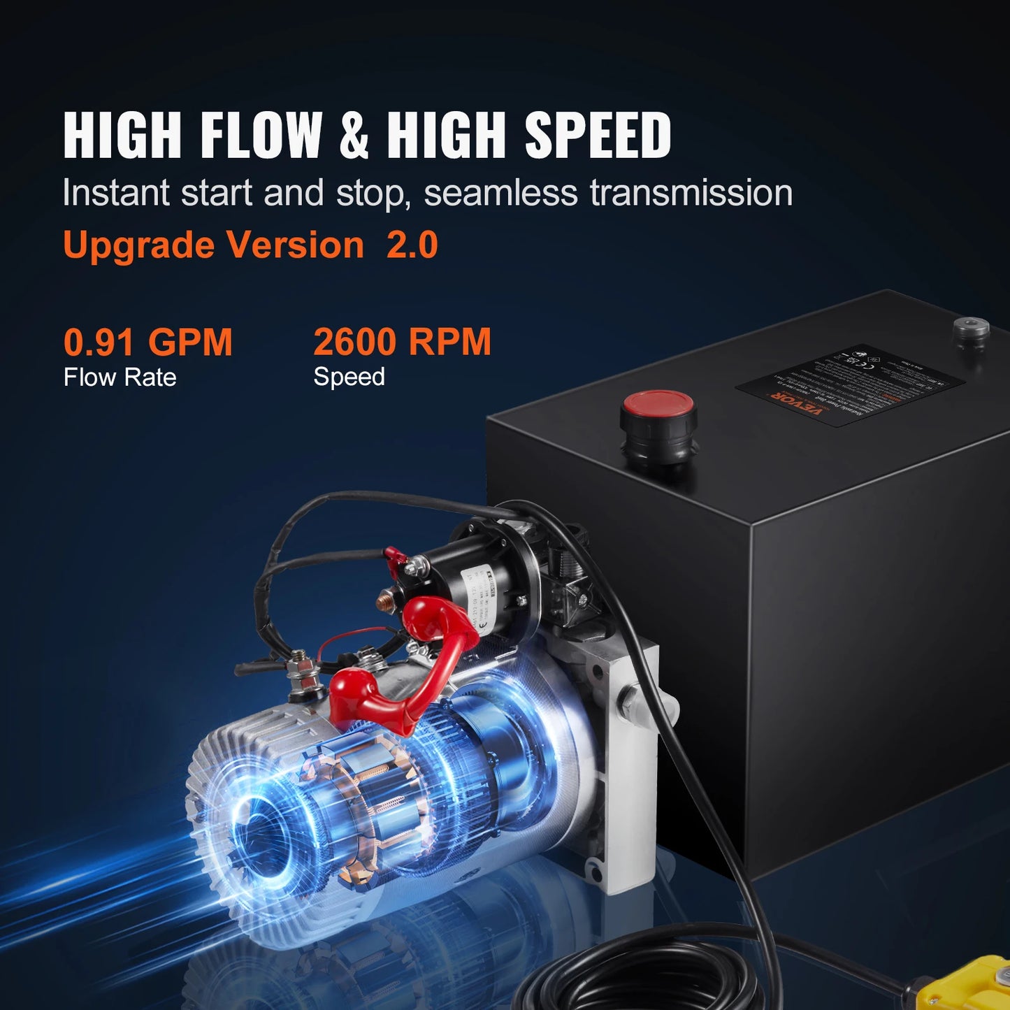 SucceBuy Hydraulic Pump 4/10/20 Quart Hydraulic Power Unit Single Acting Dump Trailer Pump DC 12V Hydraulic Pump for Car Lifting