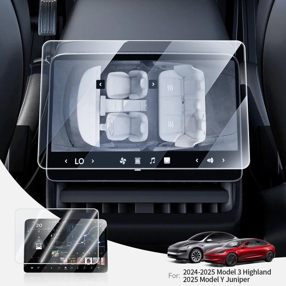 YZ Tempered Glass Film Protector For Tesla Model Y Juniper Model 3 Highland 2024 2025 Rear Row Center Control Screen Protective