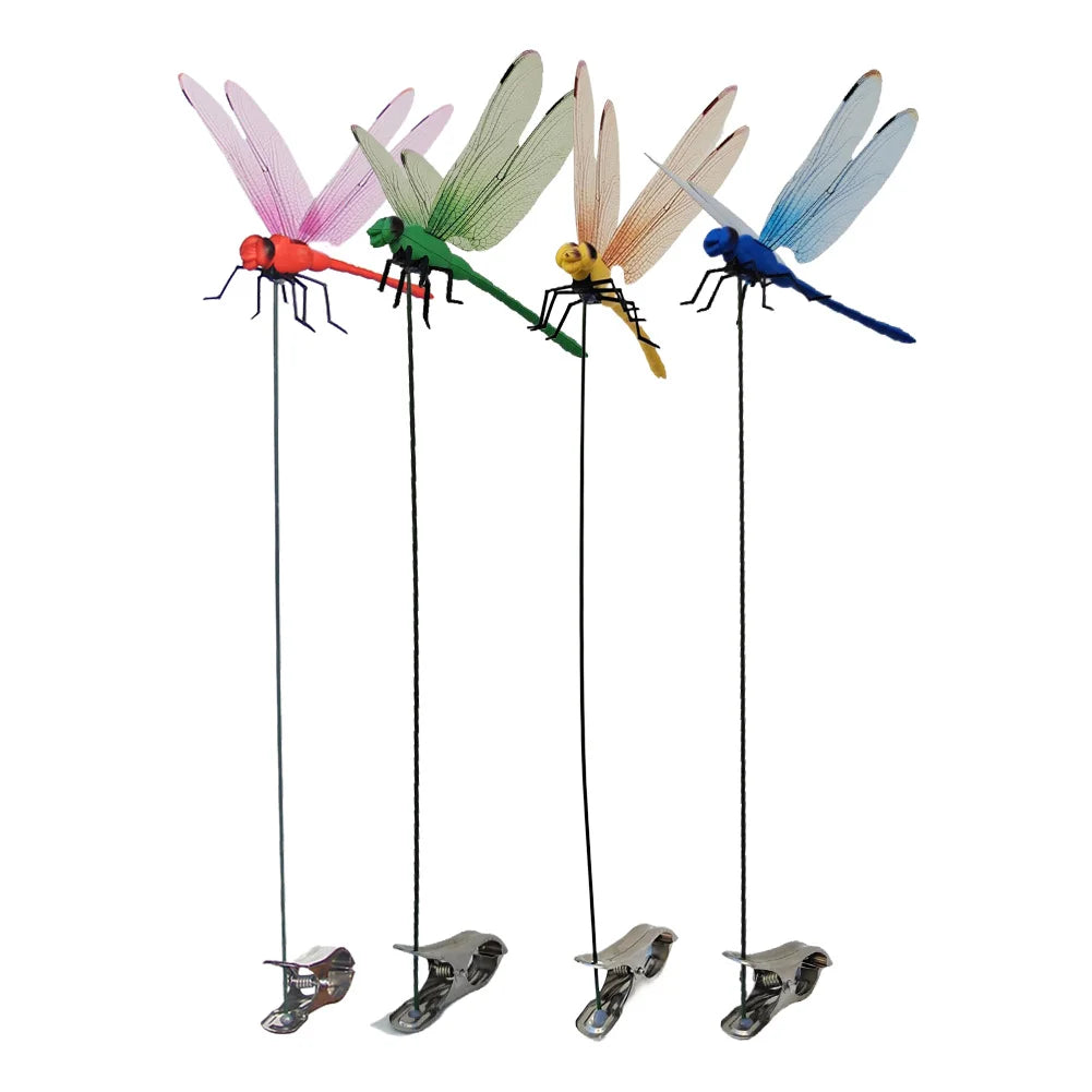4/8/32Pcs Simulation 3D Dragonfly Clip Lifelike Outdoor Decor Realistic Bug Deterrents Fake Dragonfly Garden Decorative Clip