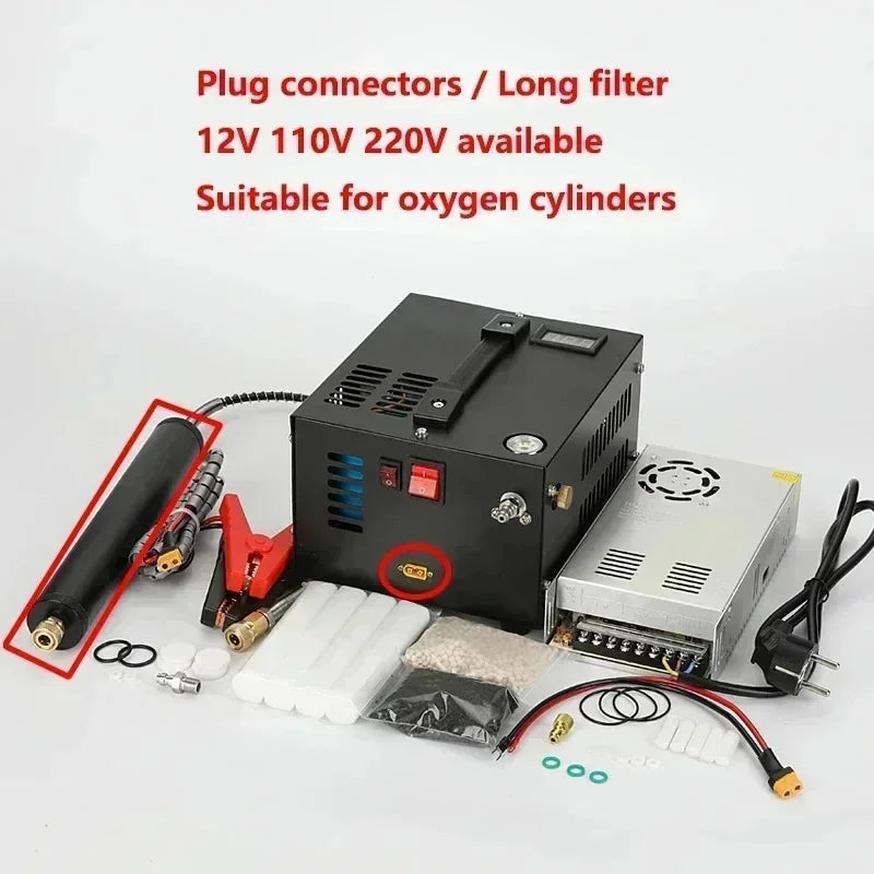 12V 110V 220V PCP Pump Refilling Air Compressor 300bar 4500Psi 30Mpa For Hunting Diving Air Car Pump Compressor Motorcycle Tyre