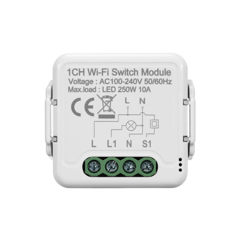 Tuya DIY Breaker Wifi Smart Light Switch Module 10A 100-240V Two Way App Remote Control Work with Alexa Google Home 1/2/3/4Gang