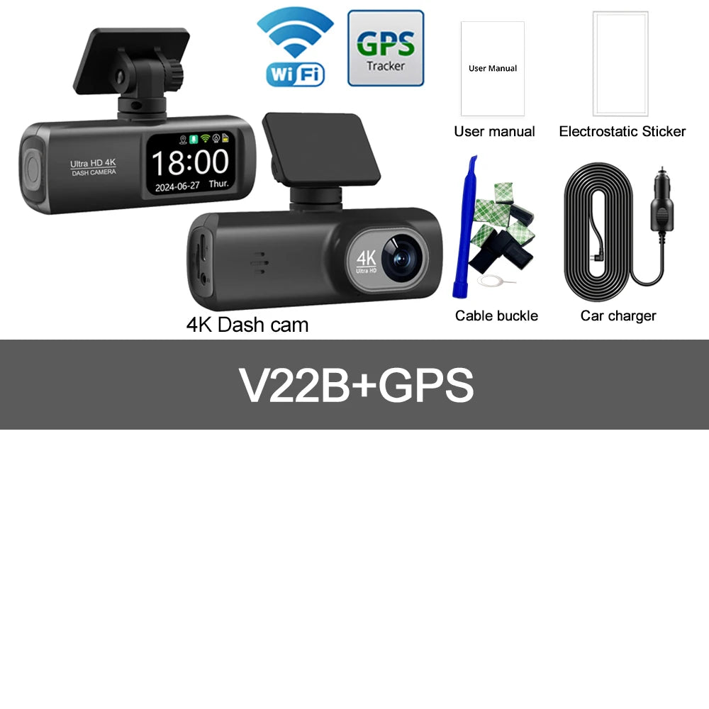 UHD 4K Dash Cam Dual Lens Driving Recorder Car DVR 1080P Rear Lens Cam