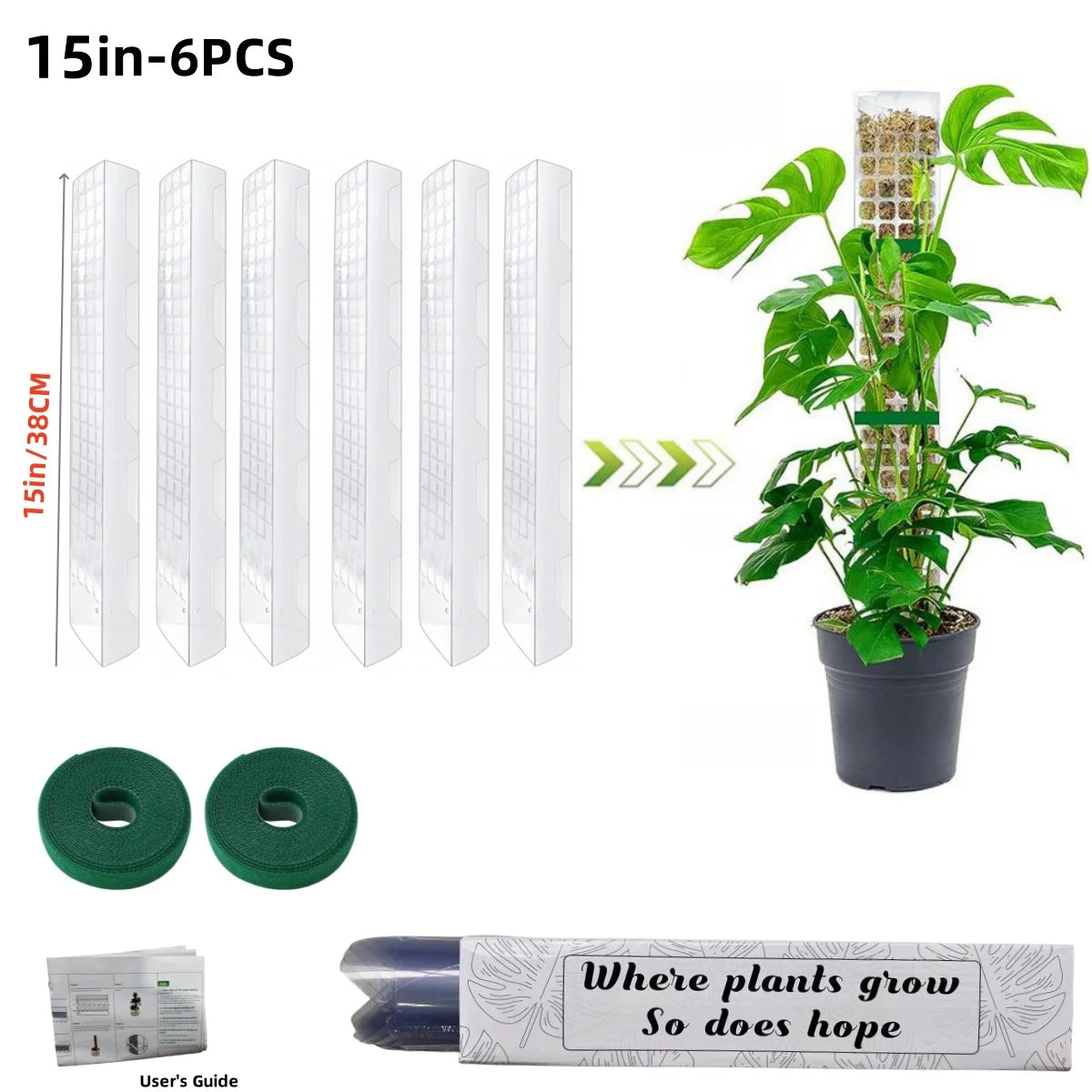 2/4/6Pcs Climbing Plant Water Moss Column Indoor Moss Pole Plants Plastic Pole for Sphagnum Support Potted Plants Sticks Creeper