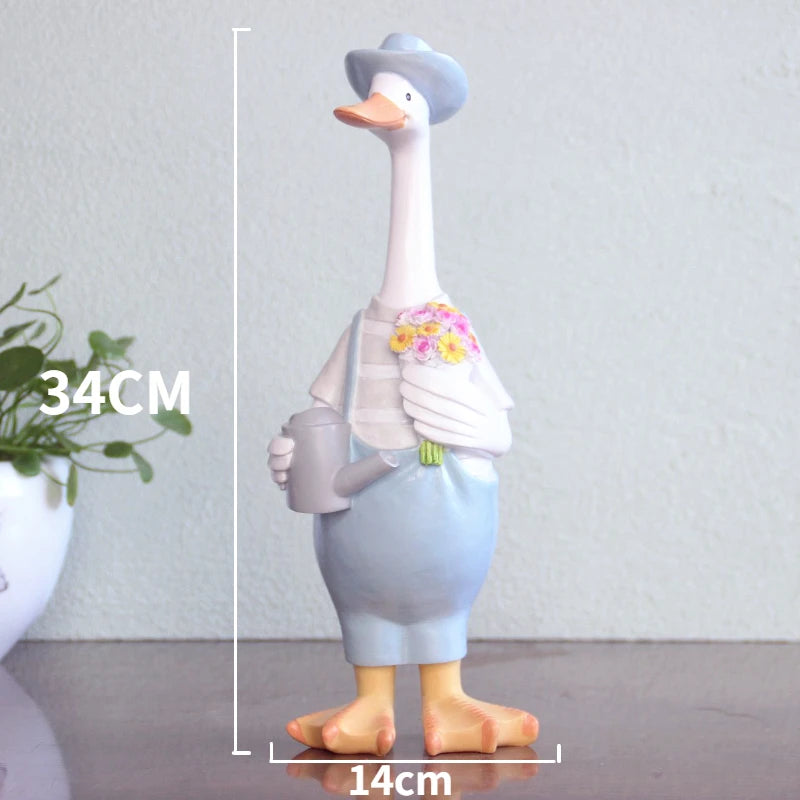 DIY Handmade Idyllic Simulation Resin Duck Animal Home Garden Courtyard Decoration Balcony Patio Decoration Garden Decor Statues